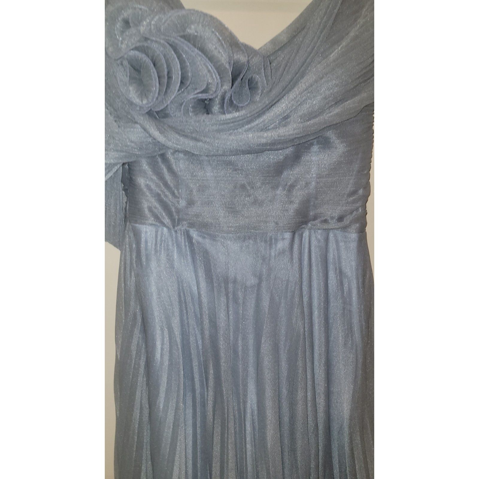 Gemy Maalouf Asymmetrical Draped Panel Evening Gown Dress Plisse Pleated Blue 12 — image 8 of 8